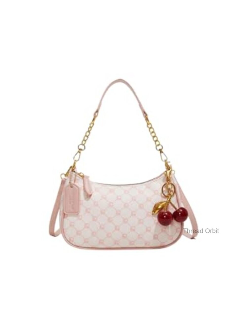 PU Leather Gold Chain Hobo Shoulder Handbag with Zipper Closure